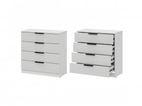 Комод 4 ящика (МДФ) Эккервуд (белый) в Ташаре - tashara.mebel-nsk.ru | фото