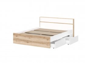 Кровать двуспальная 1,6м Брауни (дуб делано/белый) в Ташаре - tashara.mebel-nsk.ru | фото