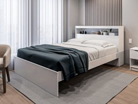 Кровать двуспальная 1,6м Бруклин СБ-3356 (белый) в Ташаре - tashara.mebel-nsk.ru | фото