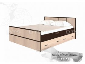 Кровать двуспальная с ящиками 1,4м Сакура (BTS) в Ташаре - tashara.mebel-nsk.ru | фото