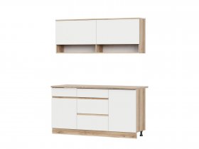Кухонный гарнитур 1,6м Брауни (дуб делано/белый) в Ташаре - tashara.mebel-nsk.ru | фото
