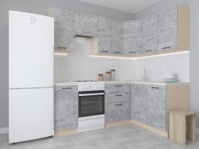 Модульная угловая кухня 1,4м*2,1м Лада (цемент) в Ташаре - tashara.mebel-nsk.ru | фото