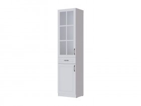 Пенал-витрина Апполия гостиная (белый/белый дуб) в Ташаре - tashara.mebel-nsk.ru | фото