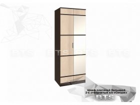 Шкаф двухстворчатый с зеркалом платяной-бельевой Сакура (BTS) в Ташаре - tashara.mebel-nsk.ru | фото