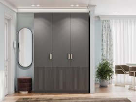 Шкаф трехстворчатый Эккервуд (Нью) (графит) в Ташаре - tashara.mebel-nsk.ru | фото