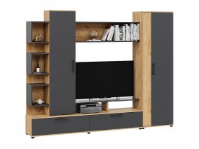 Стенка «Дакота» (дуб крафт золотой/антрацит) в Ташаре - tashara.mebel-nsk.ru | фото