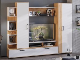 Стенка «Дакота» (дуб крафт золотой/белый ясень) в Ташаре - tashara.mebel-nsk.ru | фото