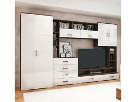 Стенка Коста МДФ (дуб венге/белый глянец) в Ташаре - tashara.mebel-nsk.ru | фото