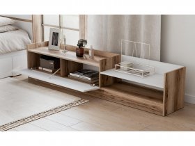 Тумба под ТВ Брауни (дуб делано/белый) в Ташаре - tashara.mebel-nsk.ru | фото