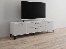Тумба под ТВ Парус-13 (белый/серый камень) в Ташаре - tashara.mebel-nsk.ru | фото