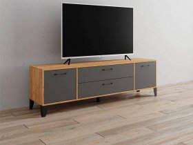Тумба под ТВ Парус-13 (дуб крафт золотой/графит серый) в Ташаре - tashara.mebel-nsk.ru | фото